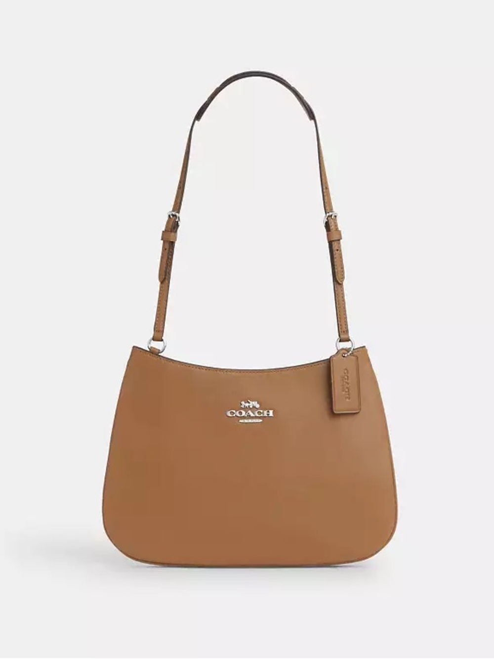 Coach Leather Shoulder Hobo in Cognac Brown